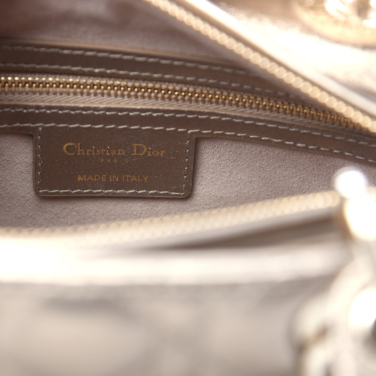 Metallic Calfskin Cannage Medium Lady Dior Gold
