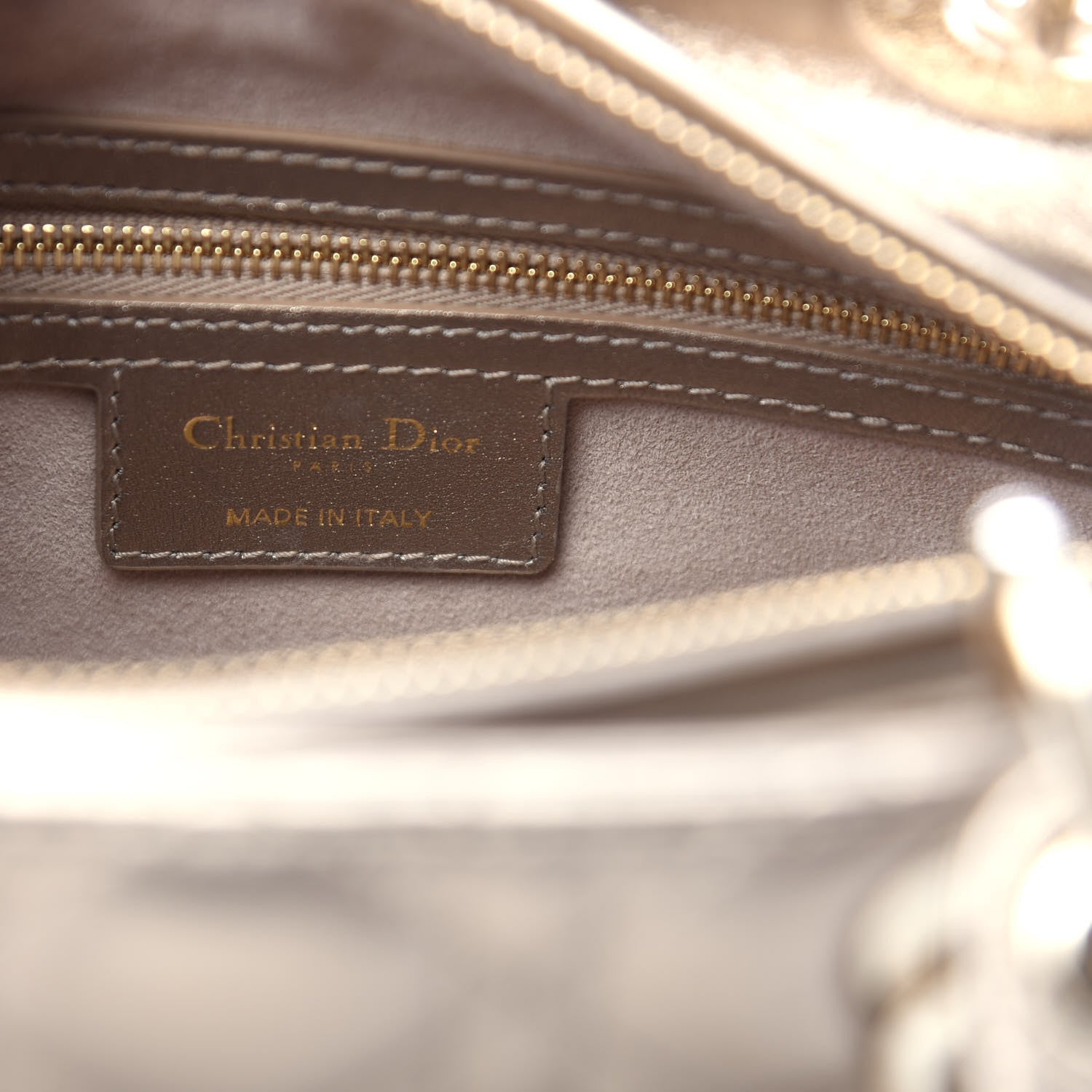 Christian Dior Metallic Calfskin Cannage Medium Lady Dior Gold 8 of 11
