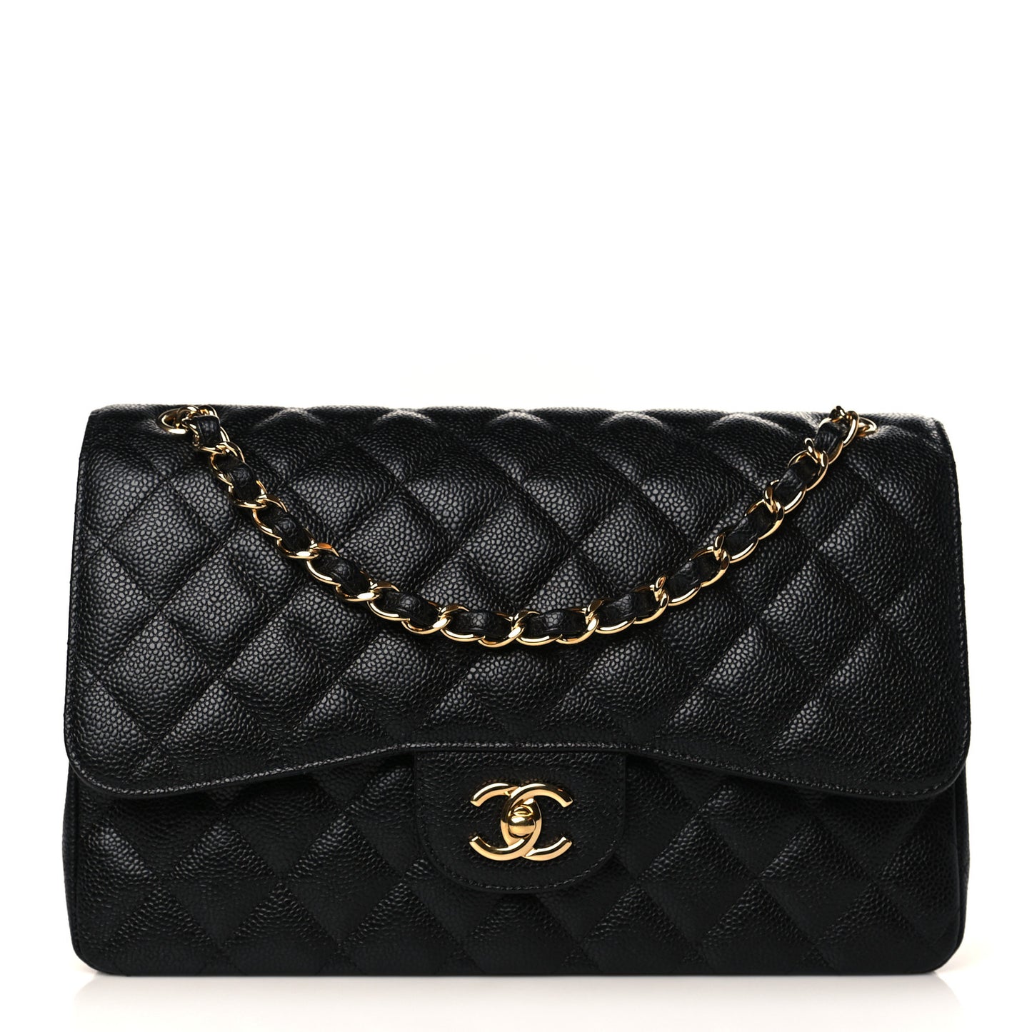 Caviar Quilted Jumbo Double Flap Black