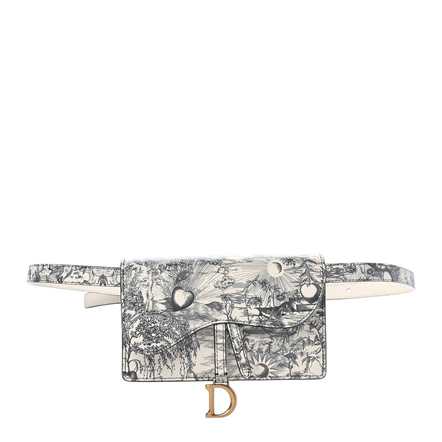 Calfskin Jardin Naturel Print Saddle Belt Bag Latte Multicolor