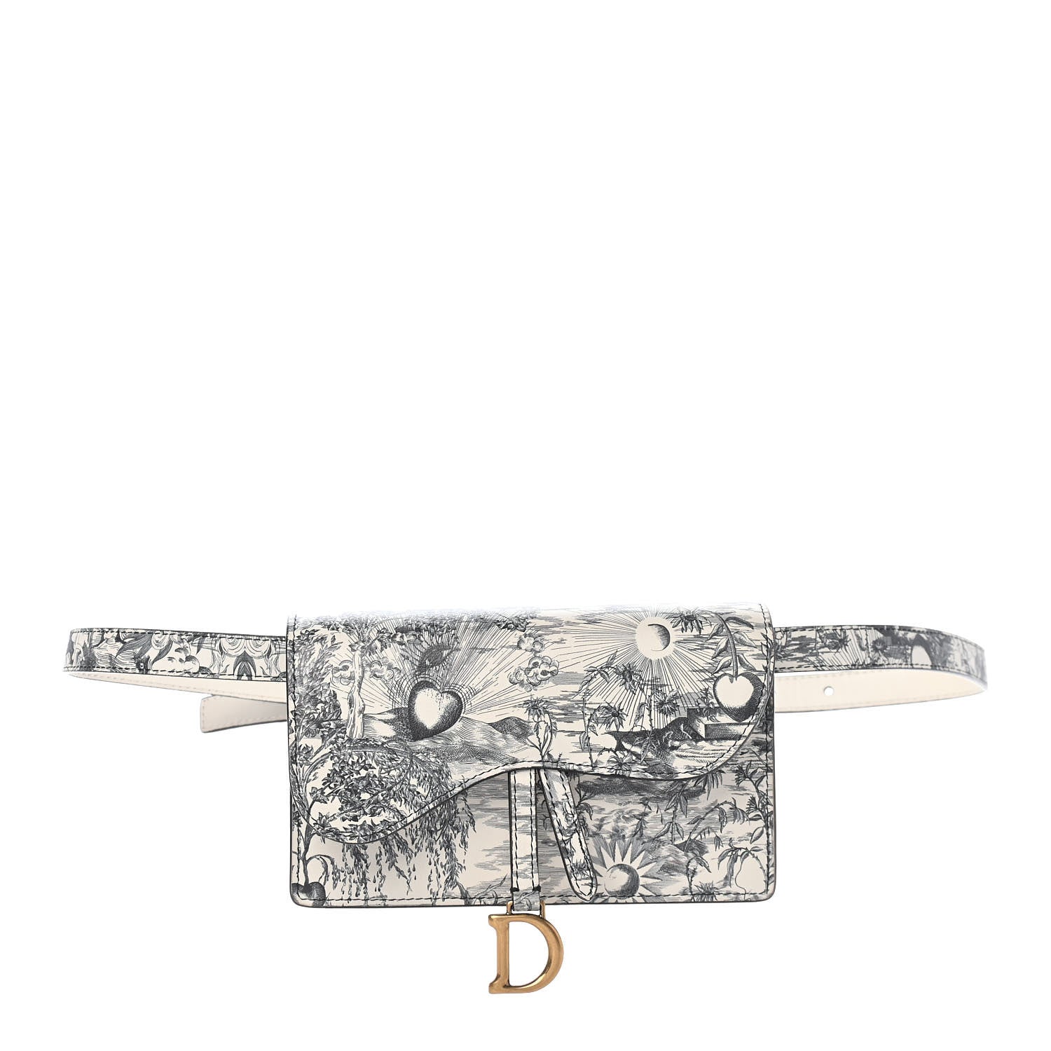 Christian Dior Calfskin Jardin Naturel Print Saddle Belt Bag Latte Multicolor 1 of 9