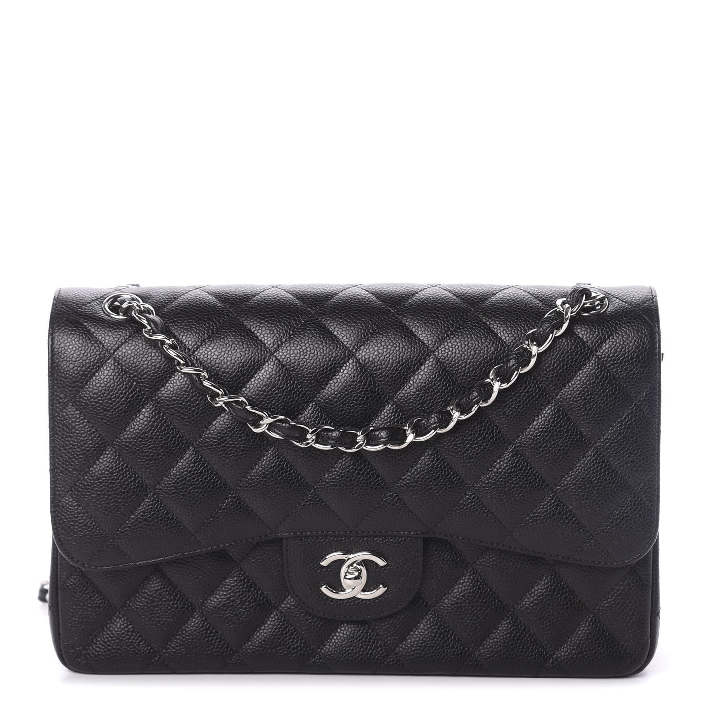 Caviar Quilted Jumbo Double Flap Black