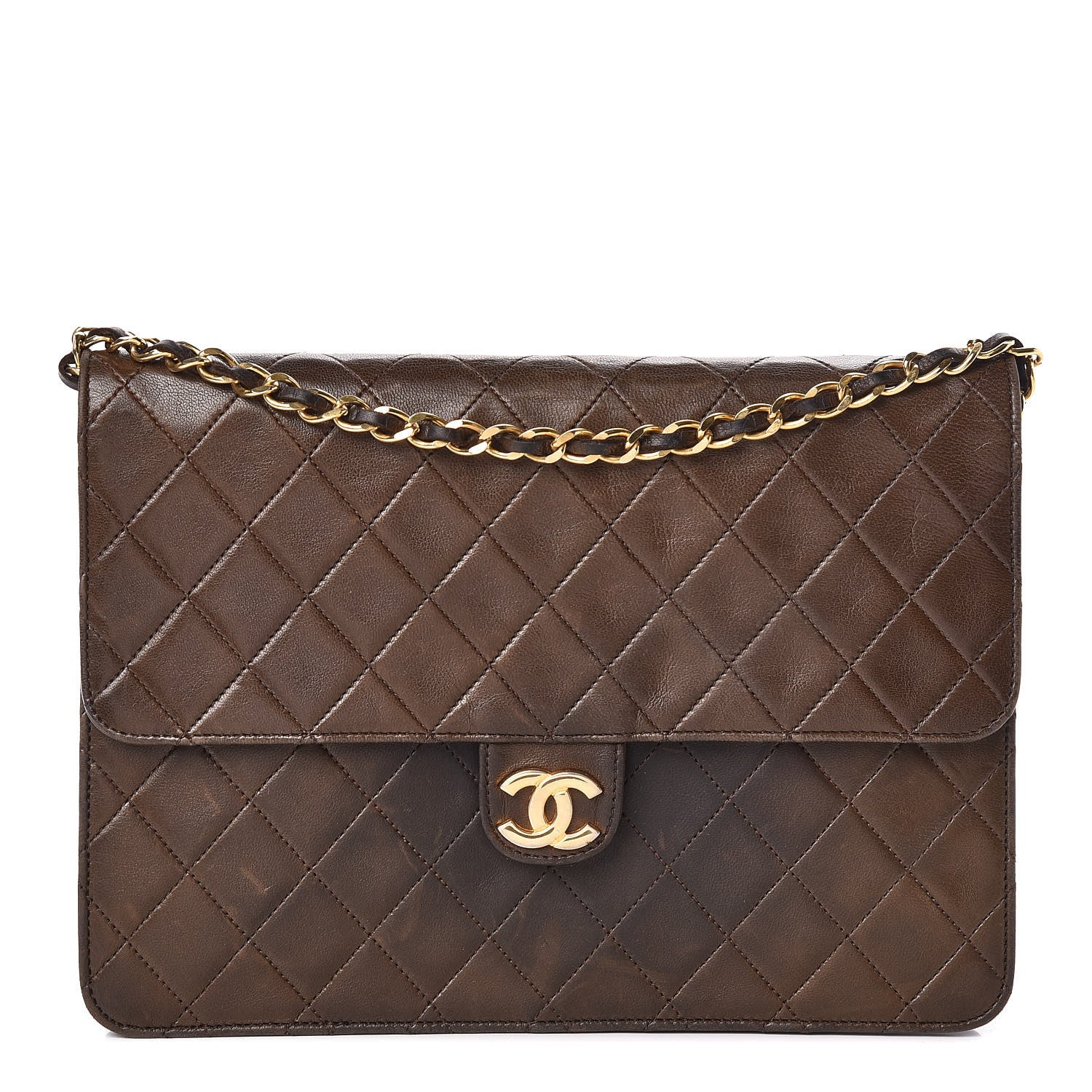 Chanel Lambskin Quilted Medium Single Flap Brown 1 of 15