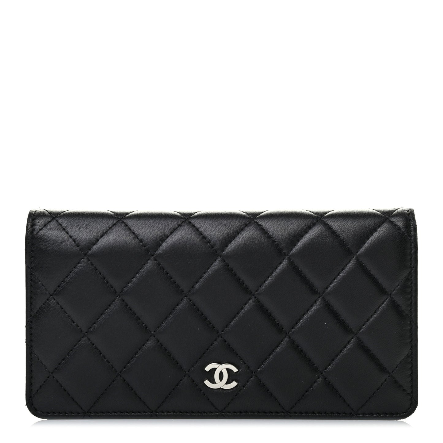 Lambskin Quilted Yen Wallet Black