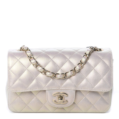 Chanel Iridescent Lambskin Quilted Mini Rectangular Flap Ivory 1 of 9