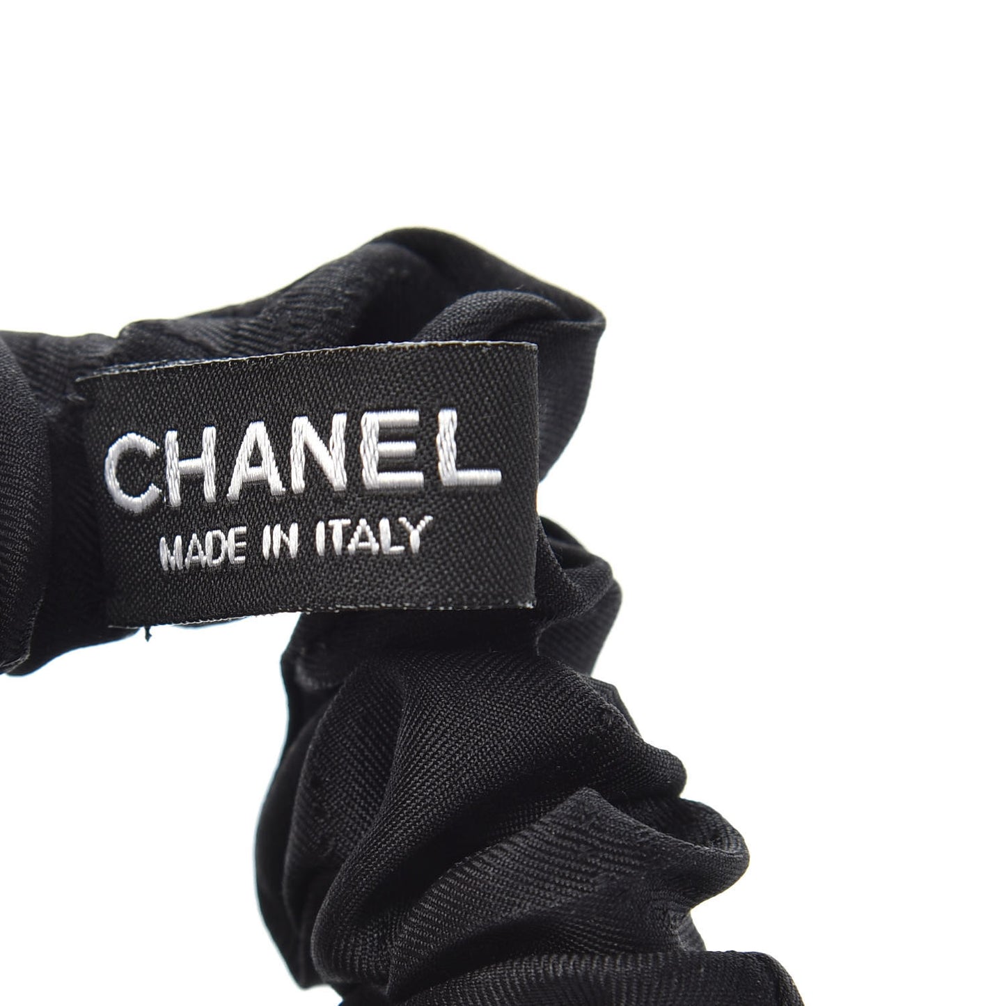 Silk Twill Hair Tie White Black