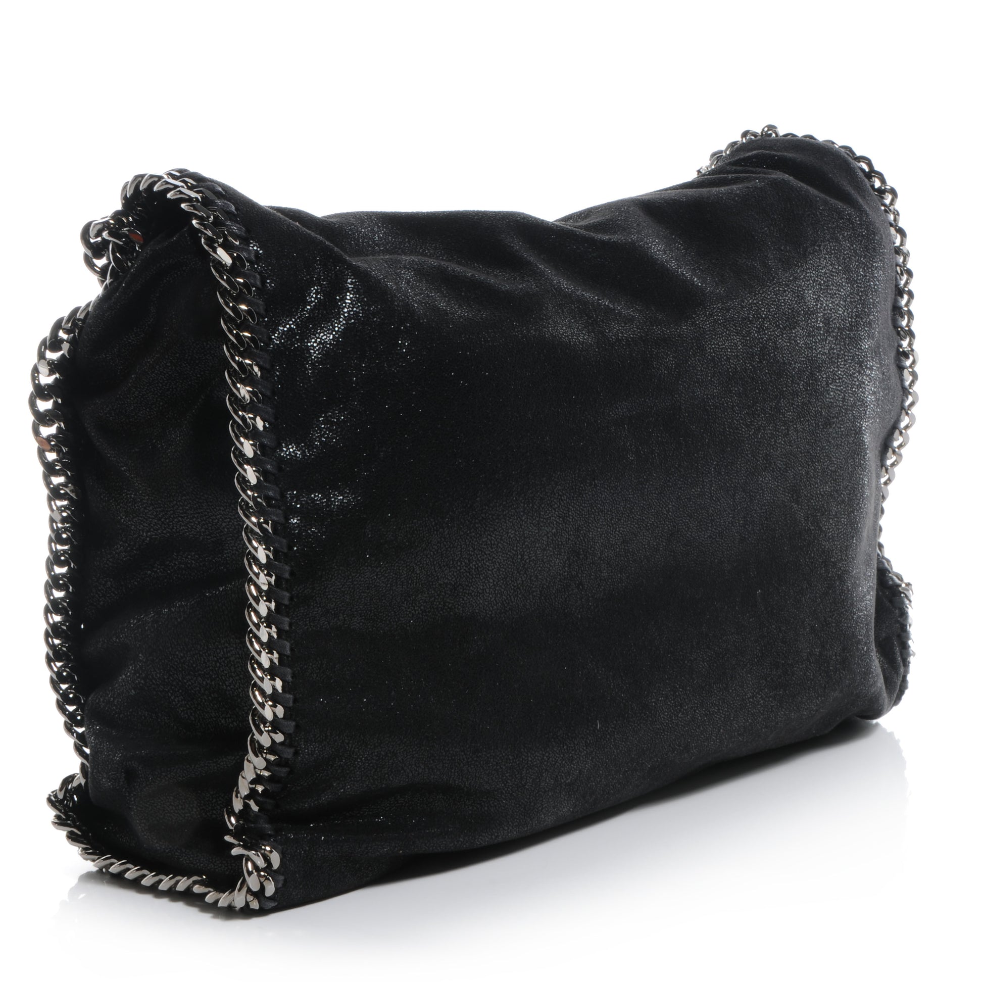 Stella McCartney Faux Leather Shaggy Deer Falabella Fold Over Tote Black 3 of 10