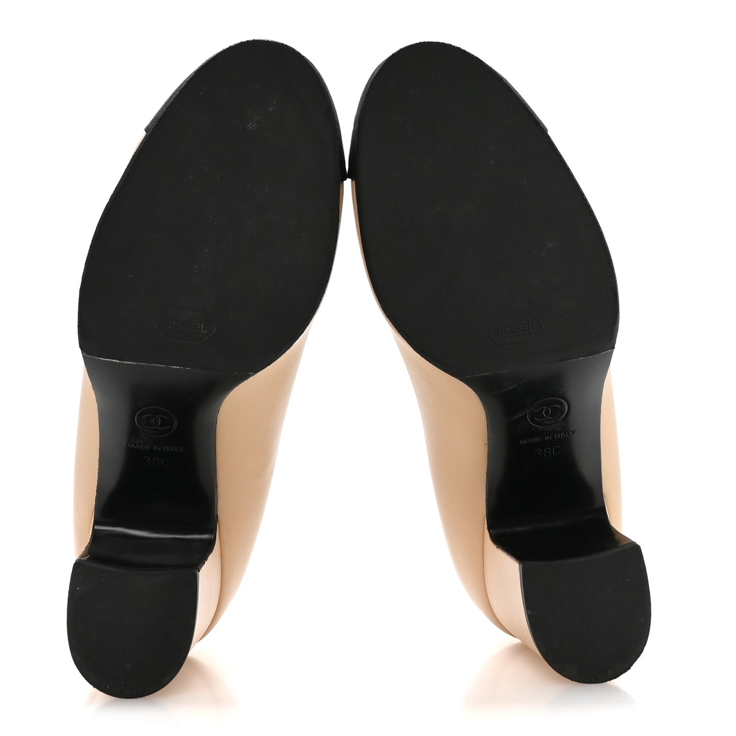 Lambskin Cap Toe Mary Jane Mid Heel Strap Pumps 38 Beige Black