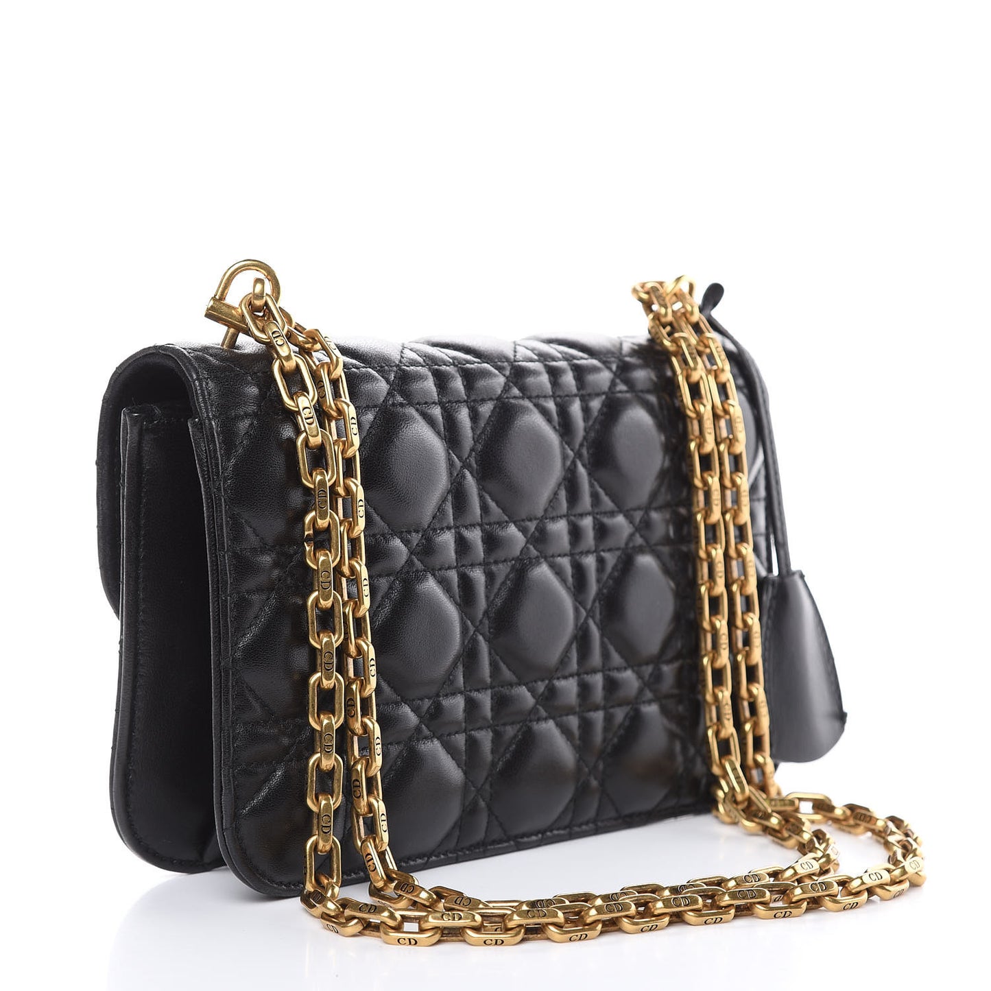 Lambskin Cannage Small Dioraddict Flap Bag Black