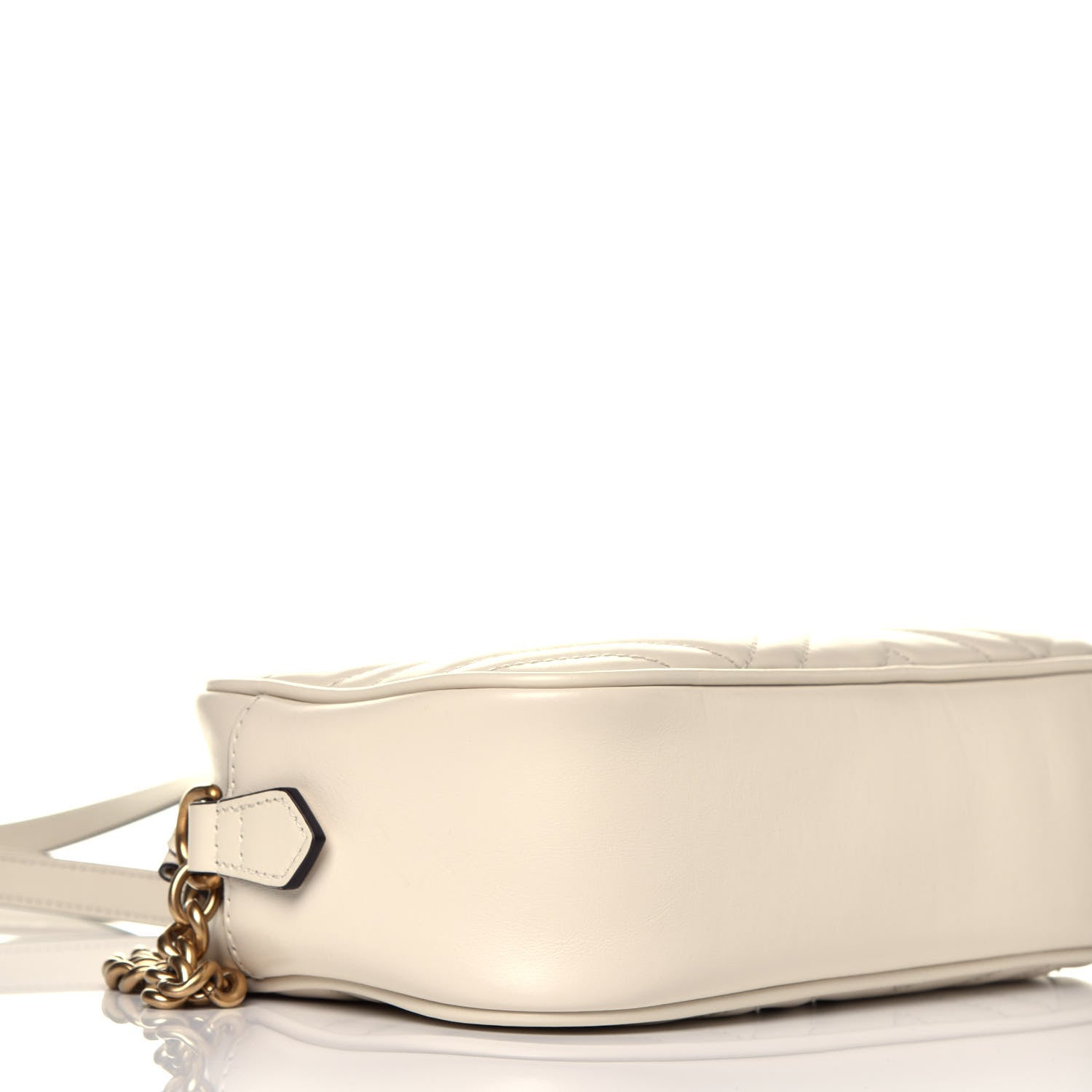 Gucci Calfskin Matelasse Small GG Marmont Chain Shoulder Bag White 8 of 9