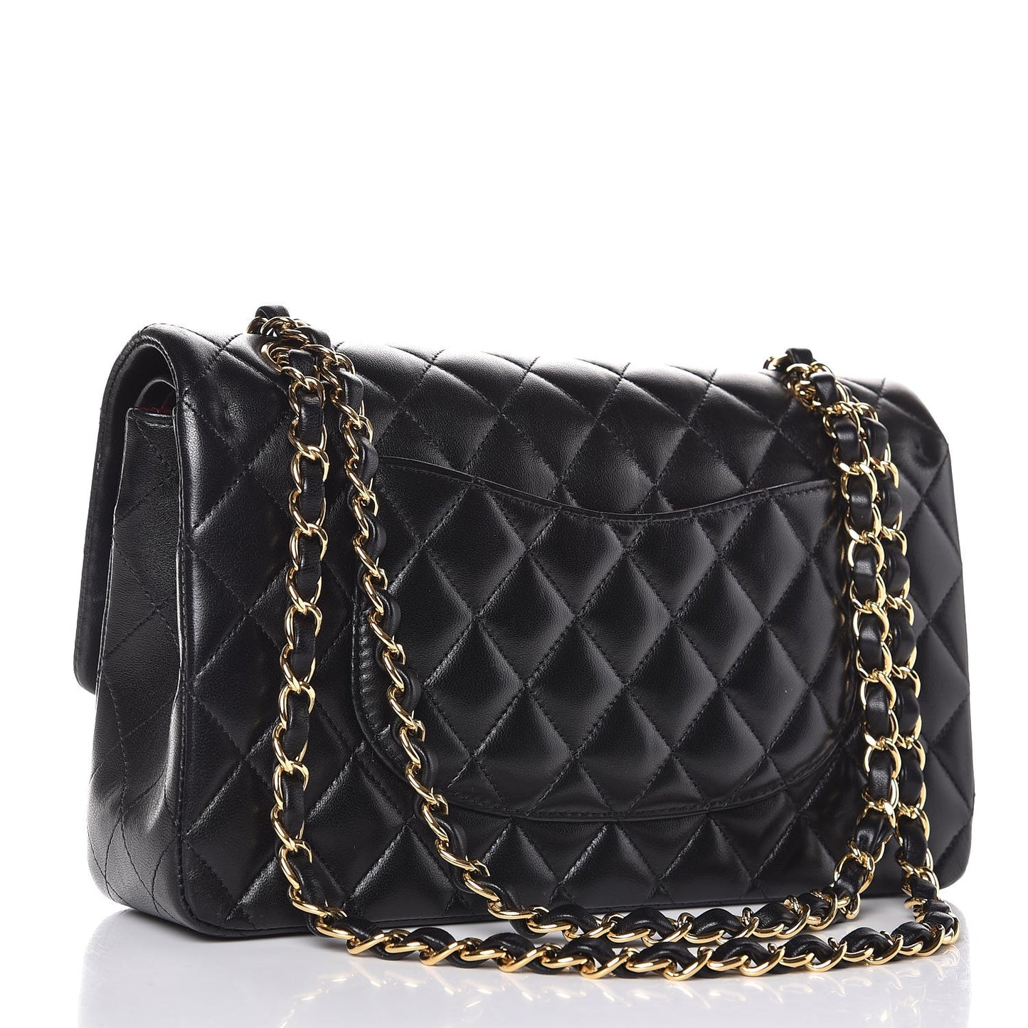 Lambskin Quilted Medium Double Flap Black