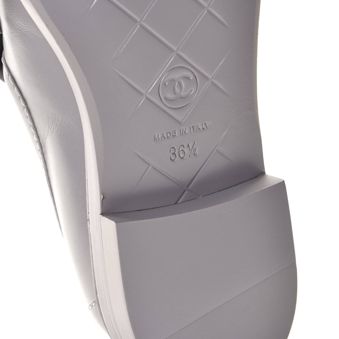 Lambskin Quilted CC Turnlock Loafers 36.5 Grey