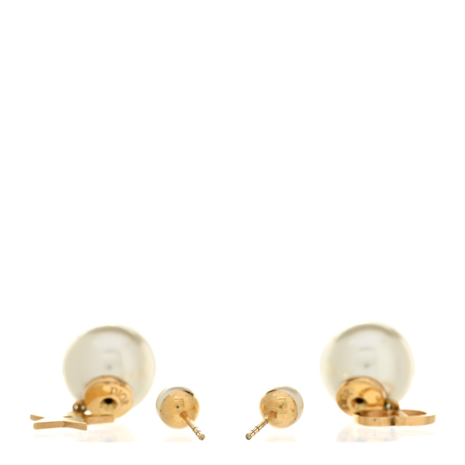 Christian Dior Pearl Mise En Dior Logo Tribal Earrings 3 of 7