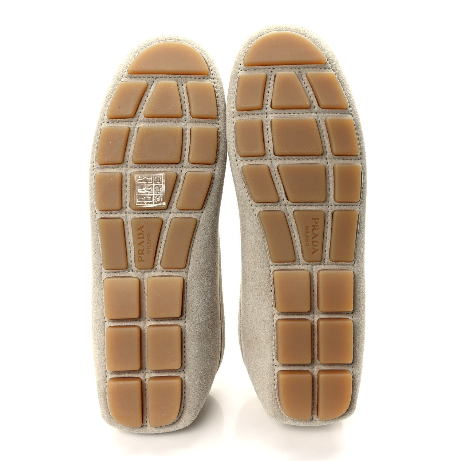 Prada Camoscio Metal Triangle Logo Driving Loafers 39.5 Pomice 5 of 9