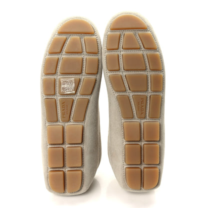 Prada Camoscio Metal Triangle Logo Driving Loafers 39.5 Pomice 5 of 9