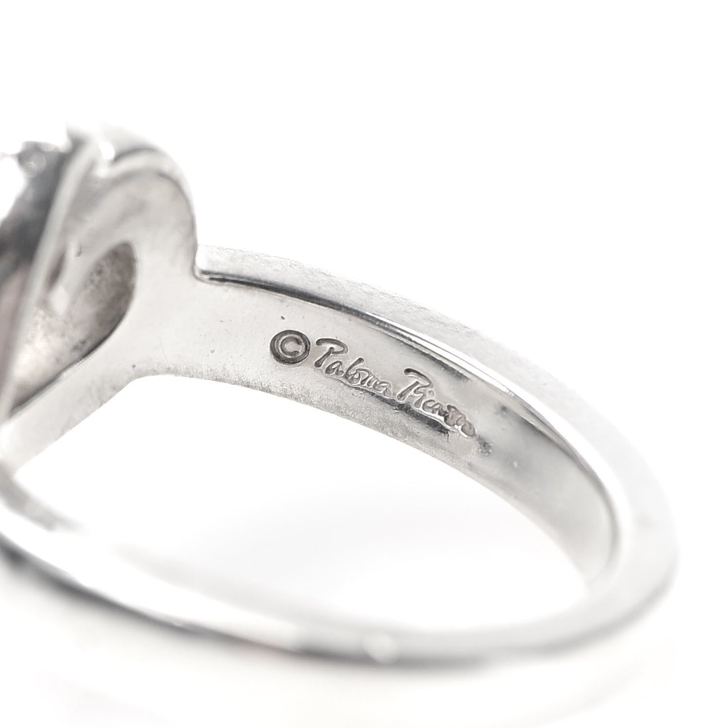 Tiffany Sterling Silver Paloma Picasso Diamond Loving Heart Ring 49 4.75 4 of 5