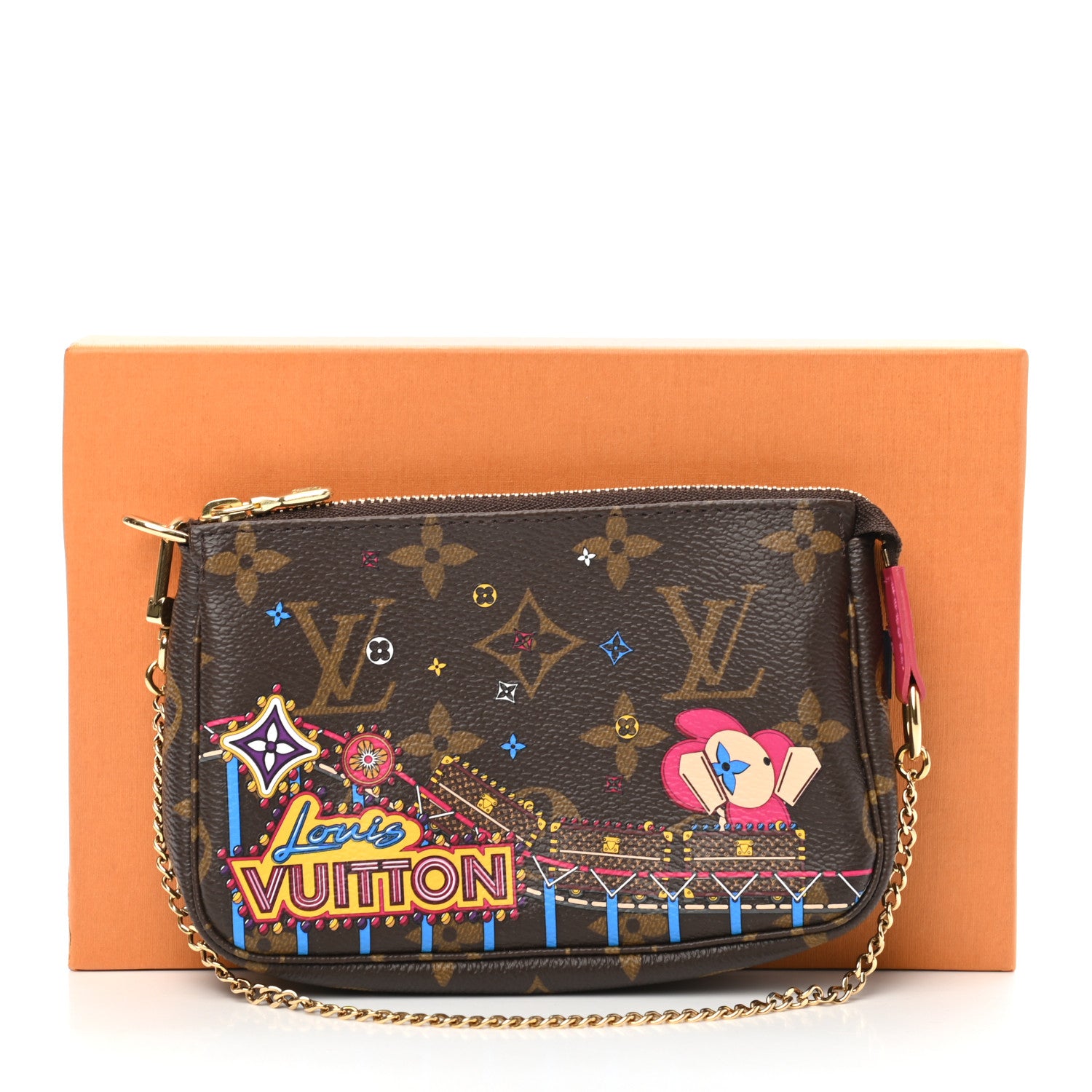 Louis Vuitton Monogram 2020 Christmas Animation Roller Coaster Mini Pochette Accessories Pivoine 8 of 8