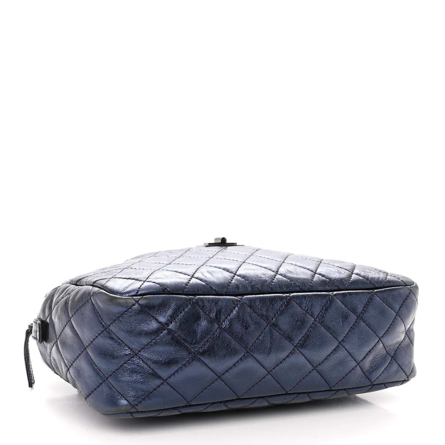 Chanel Metallic Aged Calfskin Quilted Medium Reissue Camera Case Bag Blue 4 of 9