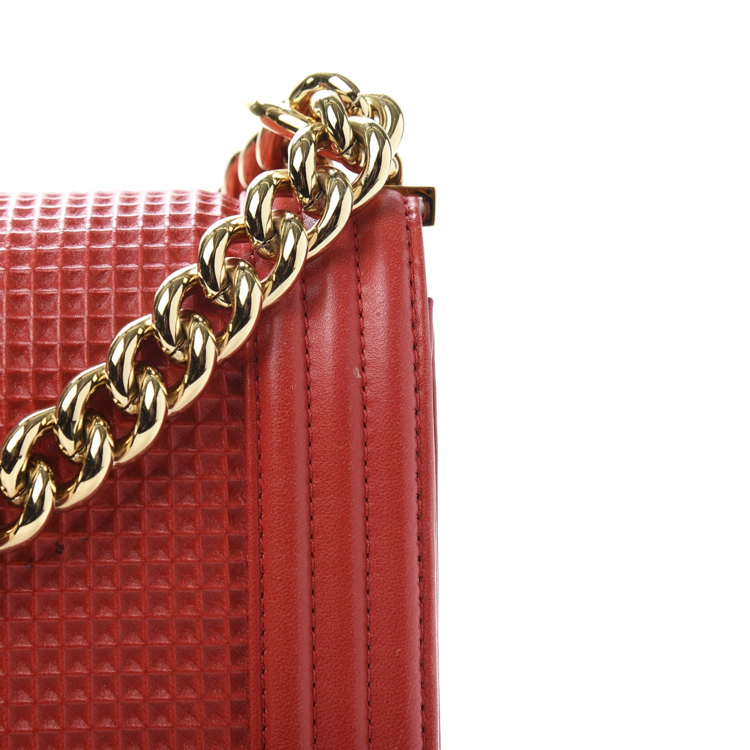 Chanel Lambskin Embossed New Medium Boy Cube Flap Red 20 of 21