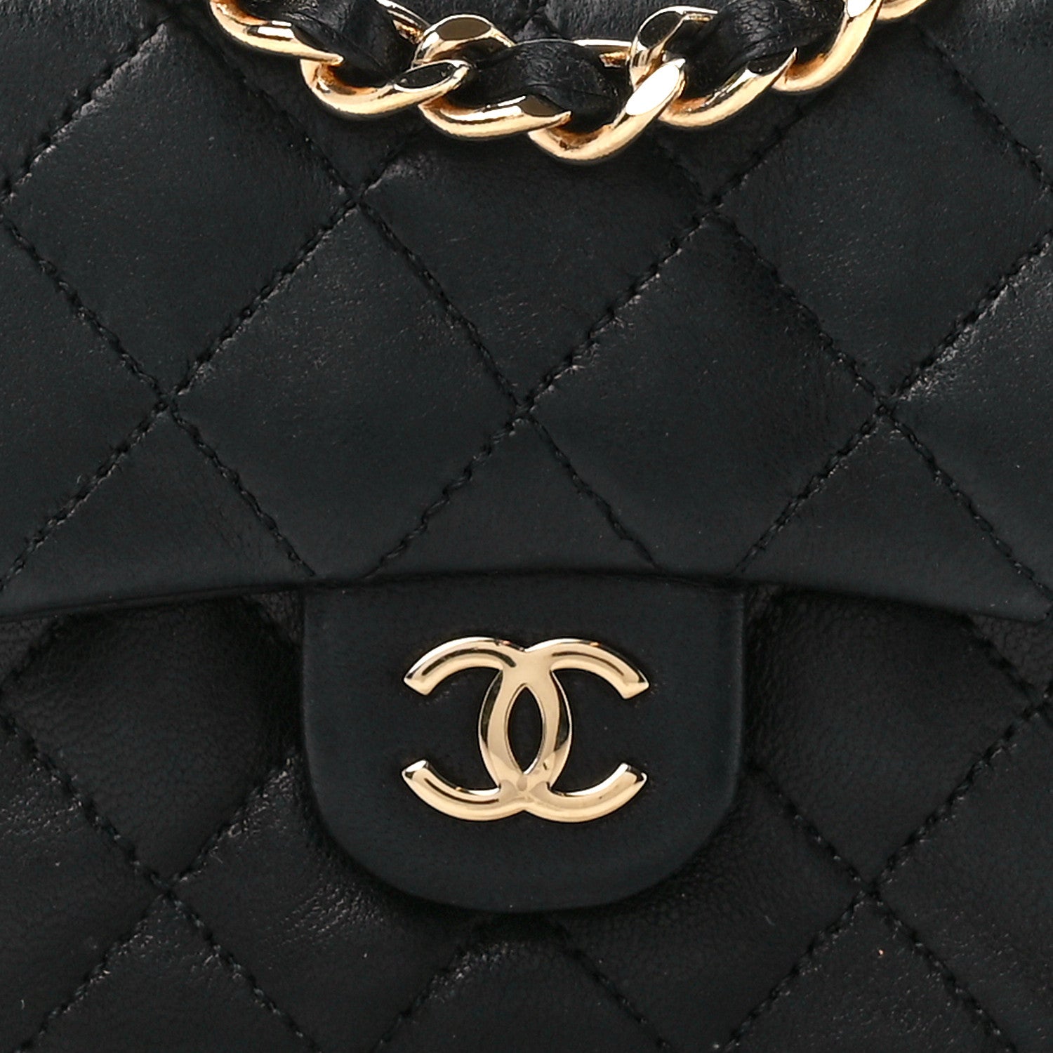 Chanel Lambskin Quilted Micro Flap Bag Charm Keychain Black 9 of 12