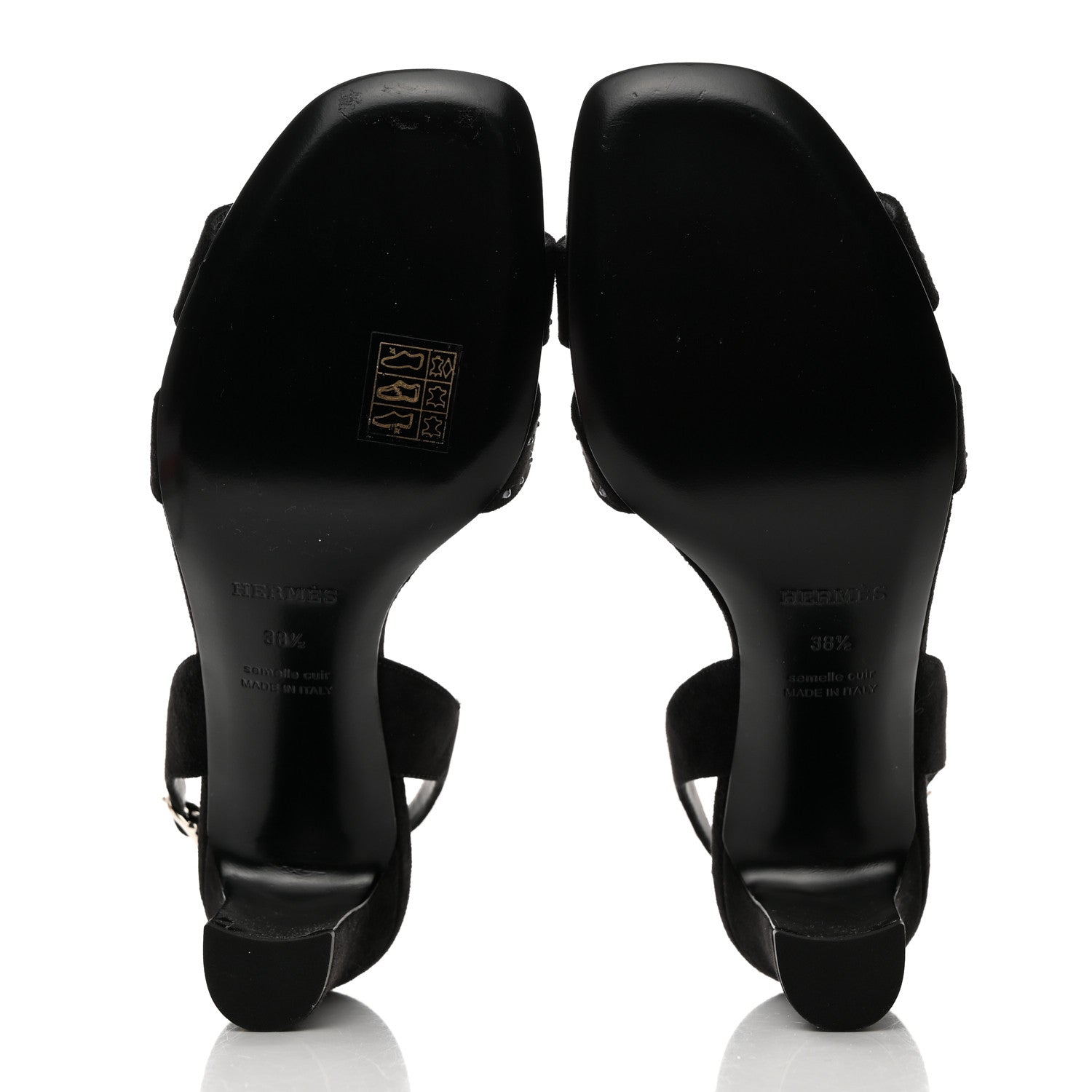 Hermes Suede Goatskin Crystal Eternite 80 Sandal 38.5 Black 5 of 9