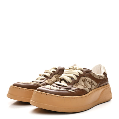Gucci Calfskin GG Monogram Womens Platform 55mm Sneakers 39 Hezelnut Beige Ebony Mystic White 4 of 11