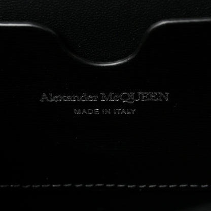 Alexander McQueen Woven Raffia Damask Print Medium Skull Top Handle Bag Beige Black 6 of 9