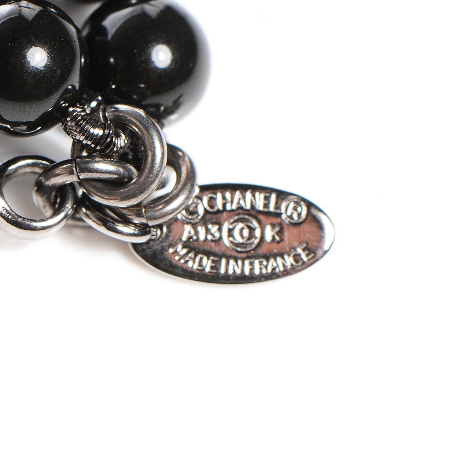 Chanel Glass Bead CC Map Short Necklace Ruthenium Black 4 of 6