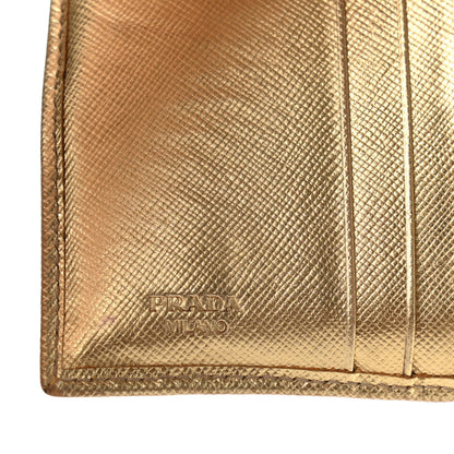 Prada Metallic Saffiano Compact Flap Wallet Gold 6 of 14