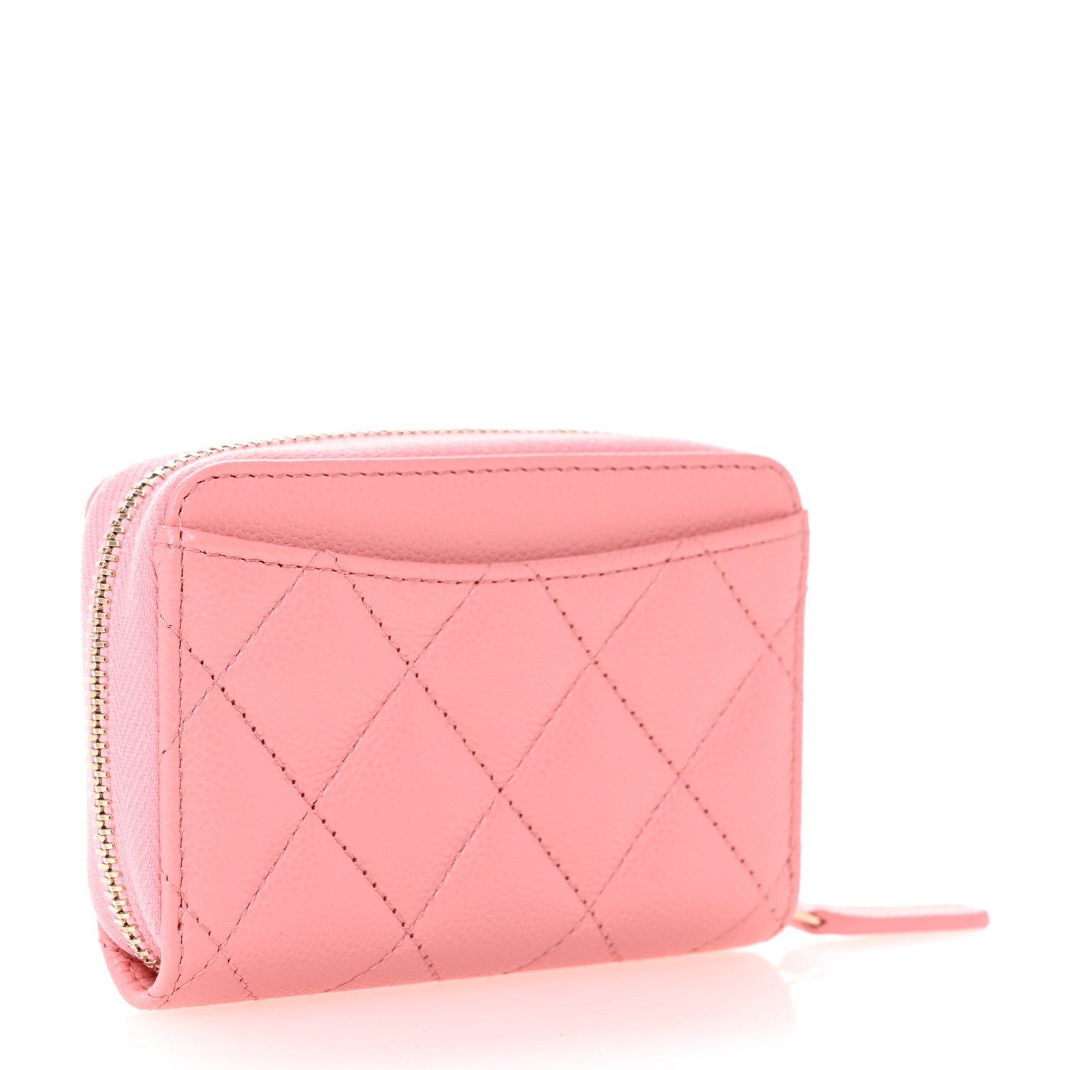 Chanel Caviar Quilted Zip Coin Purse Pink 3 of 9