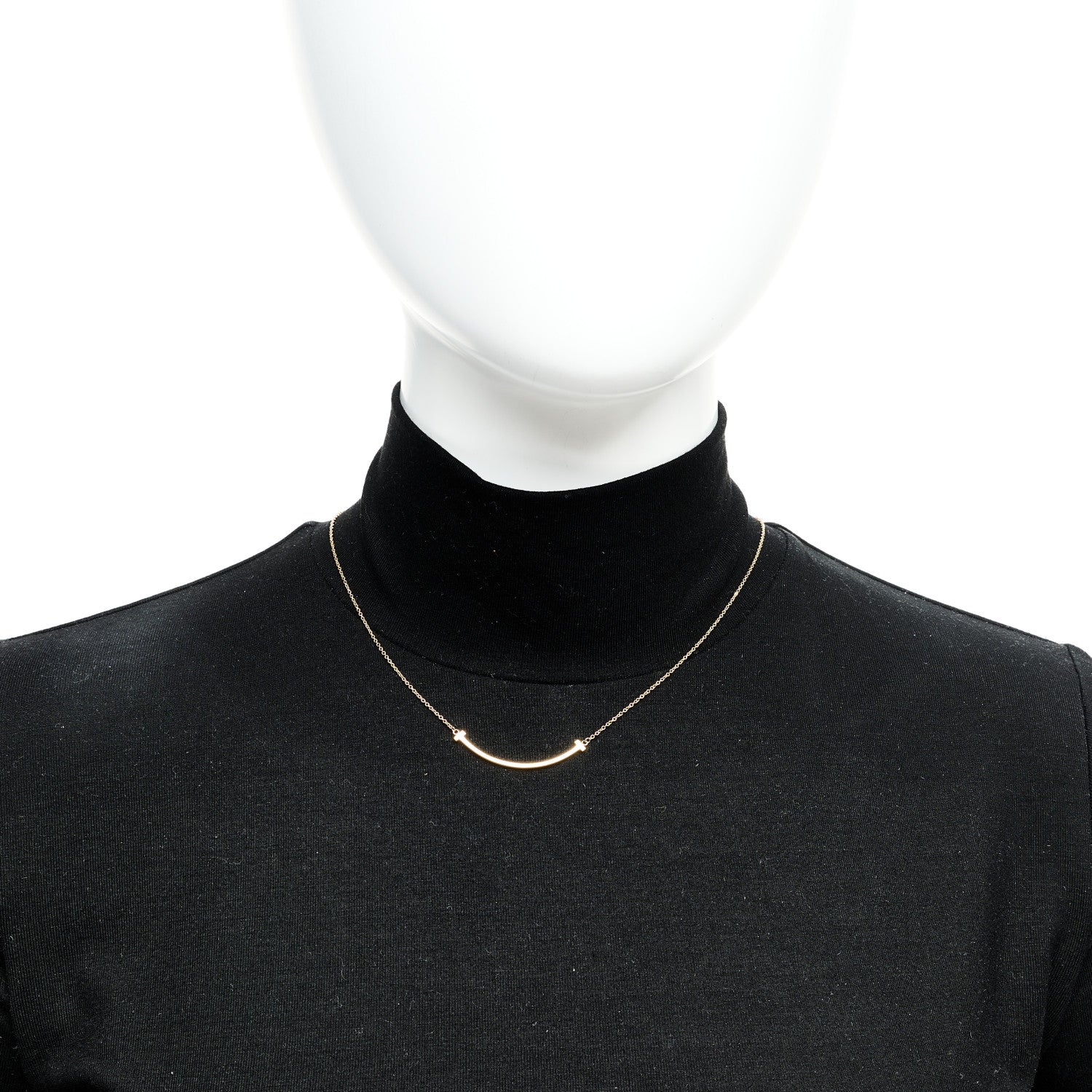 Tiffany 18K Yellow Gold Small T Smile Pendant Necklace 2 of 5