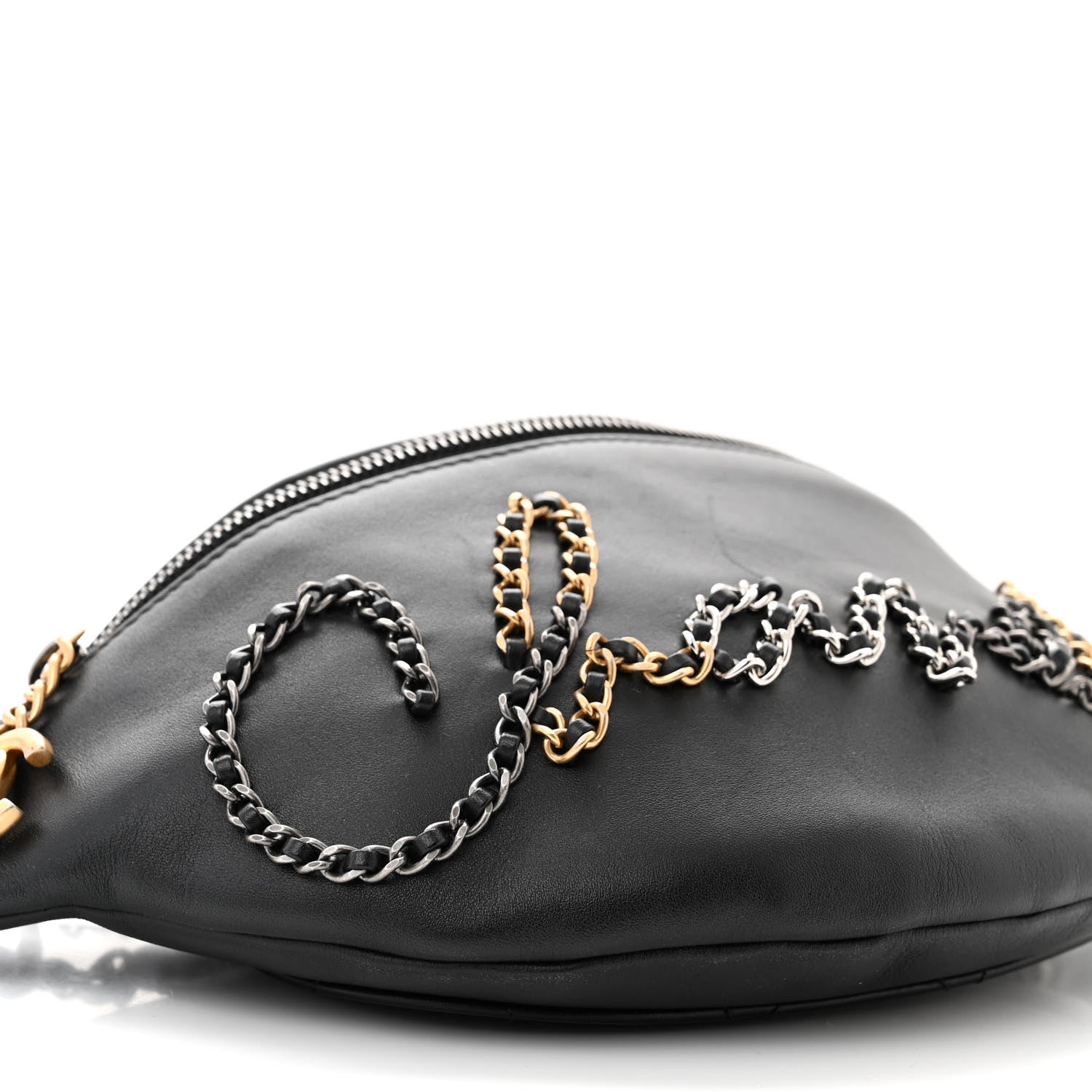 Chanel Calfskin Chain 20s Signe Waist Bag Black 9 of 11