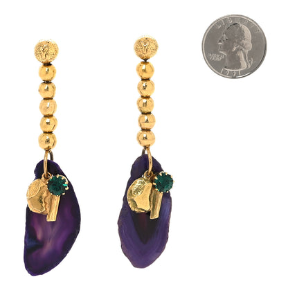 Saint Laurent Metal Agate YSL Chyc Drop Earrings Multicolor 2 of 3