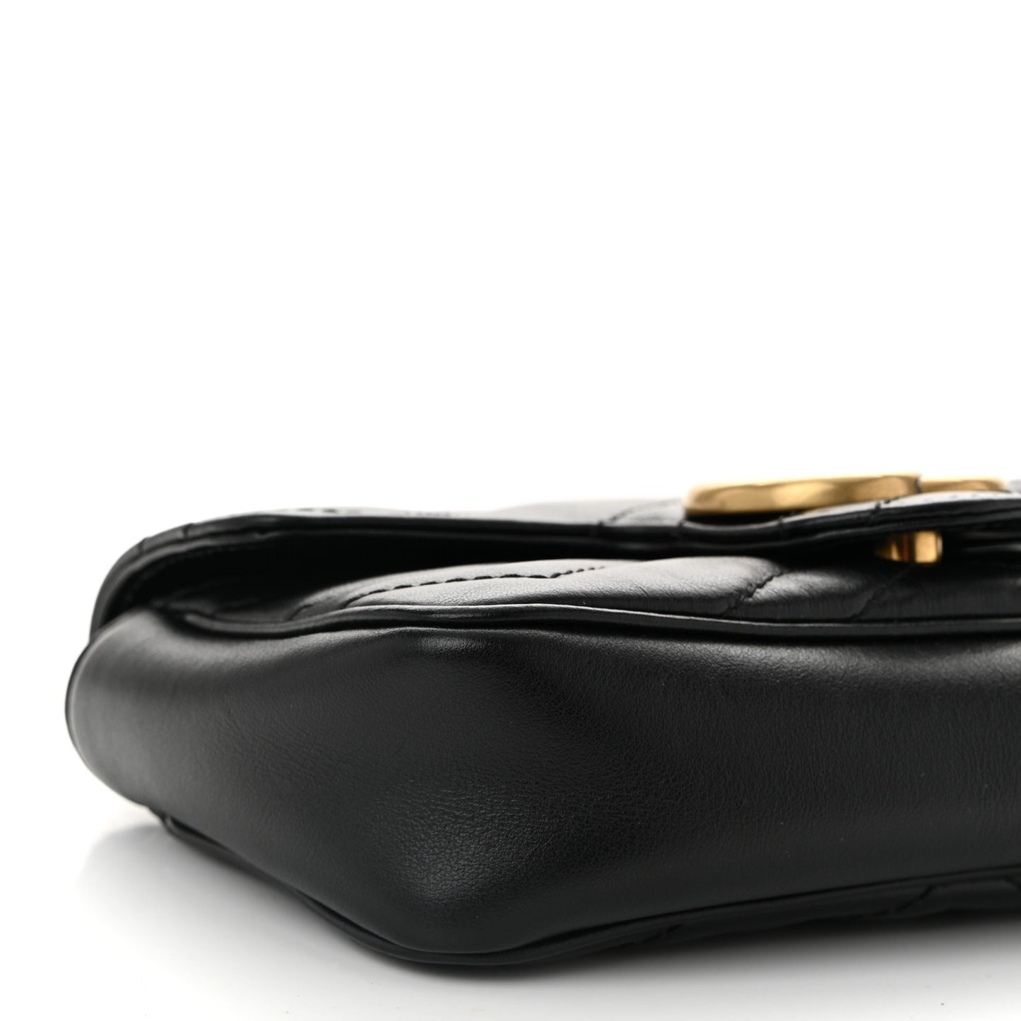Calfskin Matelasse Super Mini GG Marmont Shoulder Bag Black