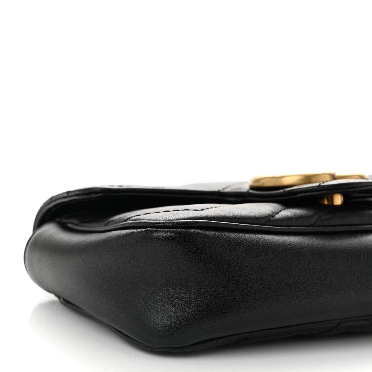 Gucci Calfskin Matelasse Super Mini GG Marmont Shoulder Bag Black 9 of 10