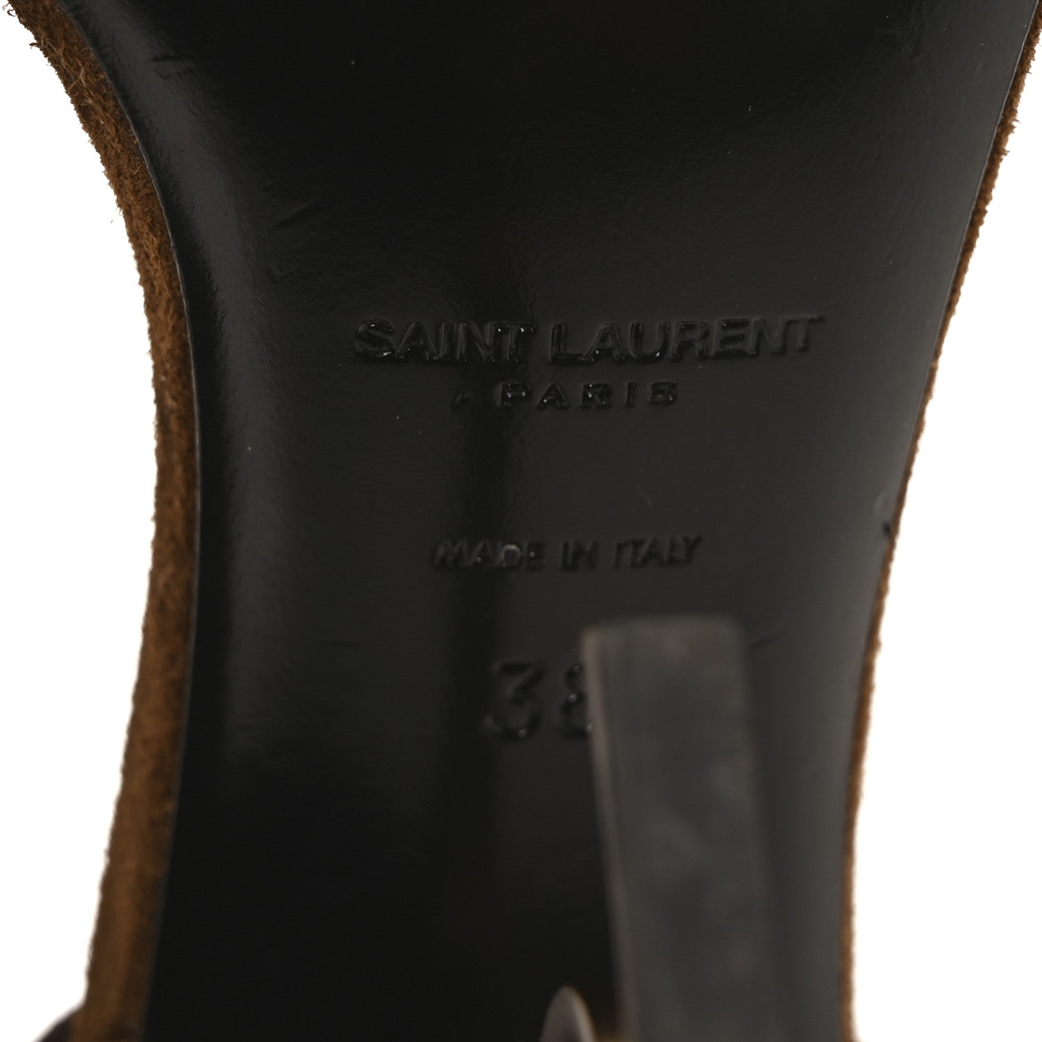 Saint Laurent Suede Calfskin Opyum 110 Sandals 38 Cachemere Gold 7 of 8