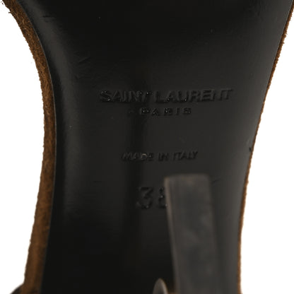 Saint Laurent Suede Calfskin Opyum 110 Sandals 38 Cachemere Gold 7 of 8