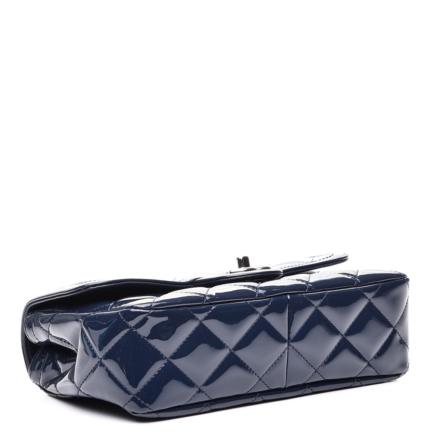 Patent Quilted Small Coco Shine Flap Navy