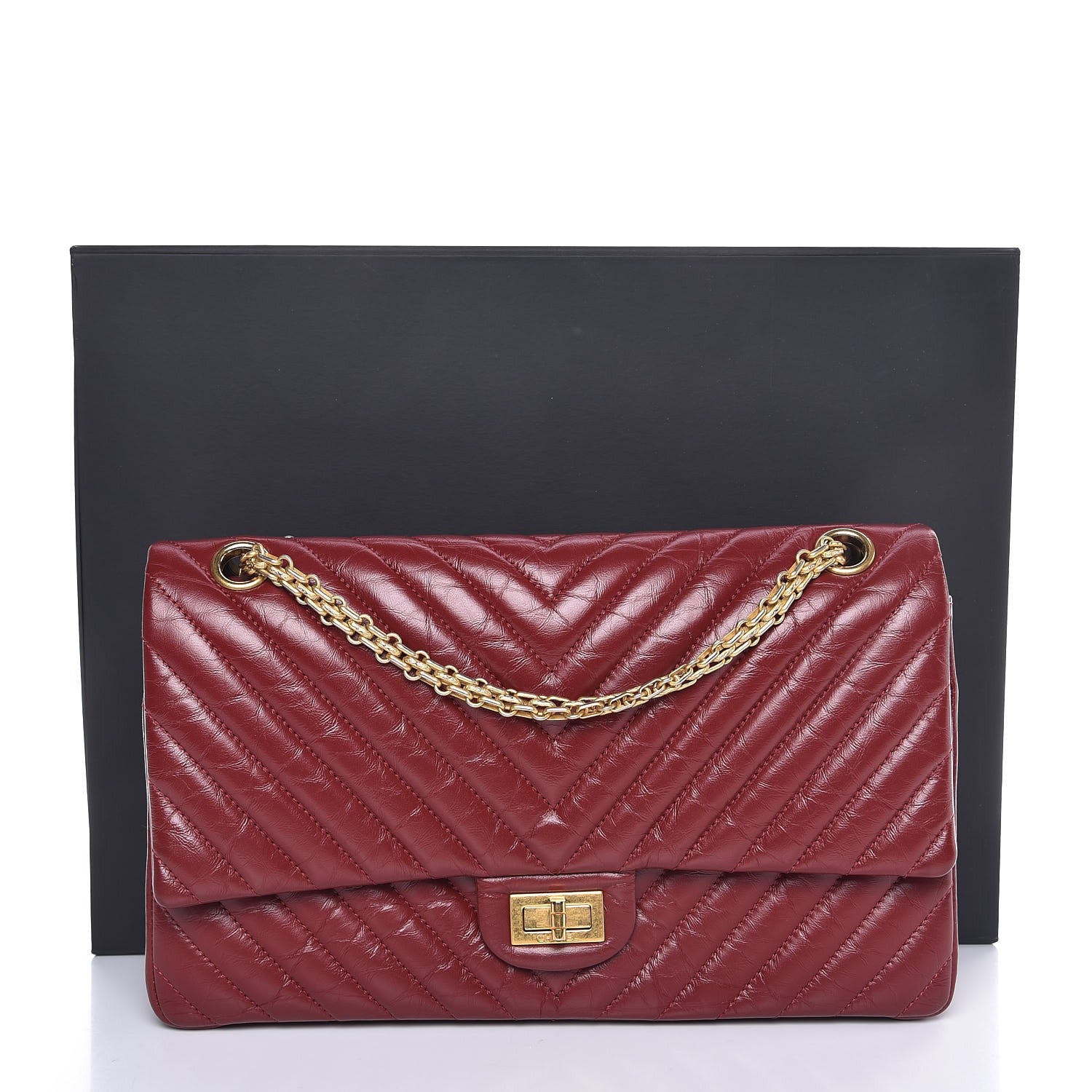 Chanel Aged Calfskin Chevron Quilted 2.55 Reissue 226 Flap Red 8 of 8