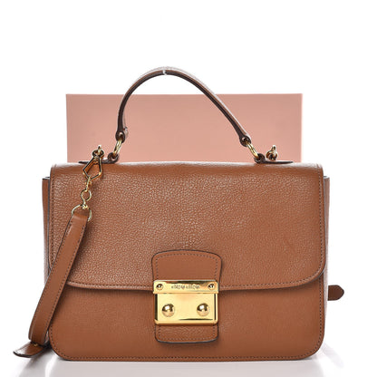 Miu Miu Goatskin Madras Shoulder Bag Cuoio 25 of 25