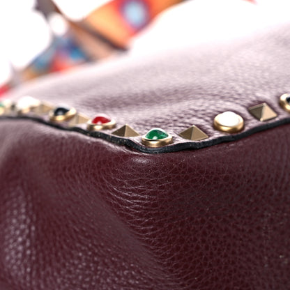 Valentino Garavani Stampa Alce Calfskin Medium Guitar Strap Rockstud Rolling Reversible Tote Light Cuir Rubin 20 of 29