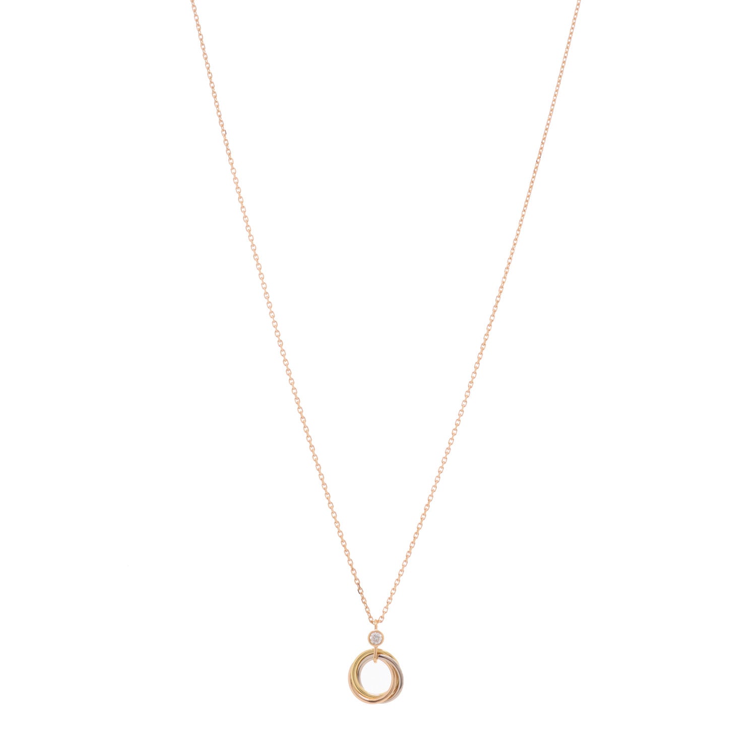 Cartier 18K Pink Yellow White Gold Diamond Trinity Pendant Necklace 1 of 4