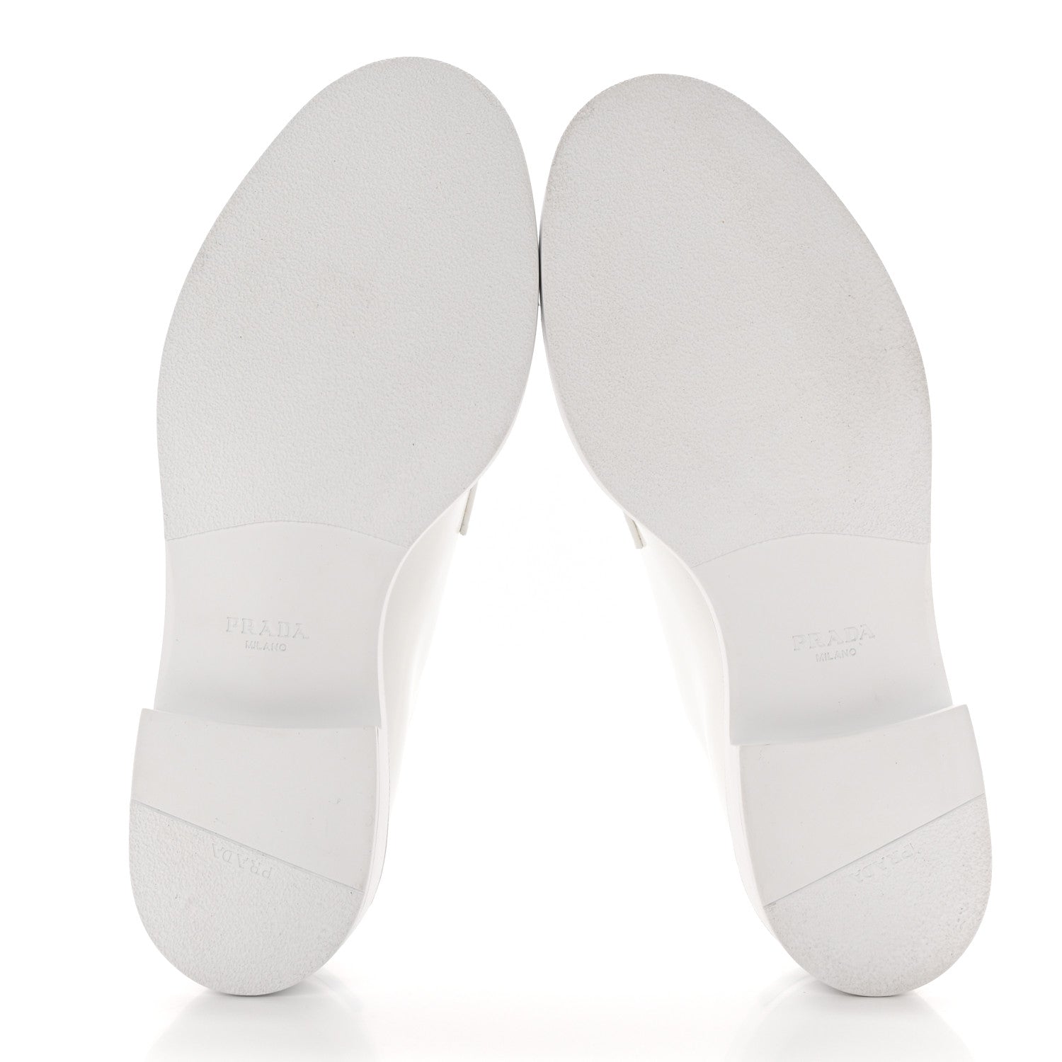 Prada Spazzolato Rubber Triangle Logo 50mm Derby Loafers 40 White 6 of 11