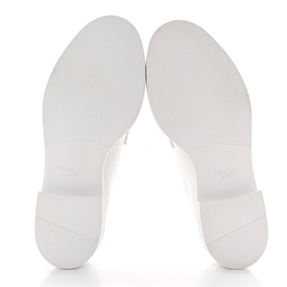 Prada Spazzolato Rubber Triangle Logo 50mm Derby Loafers 40 White 6 of 11