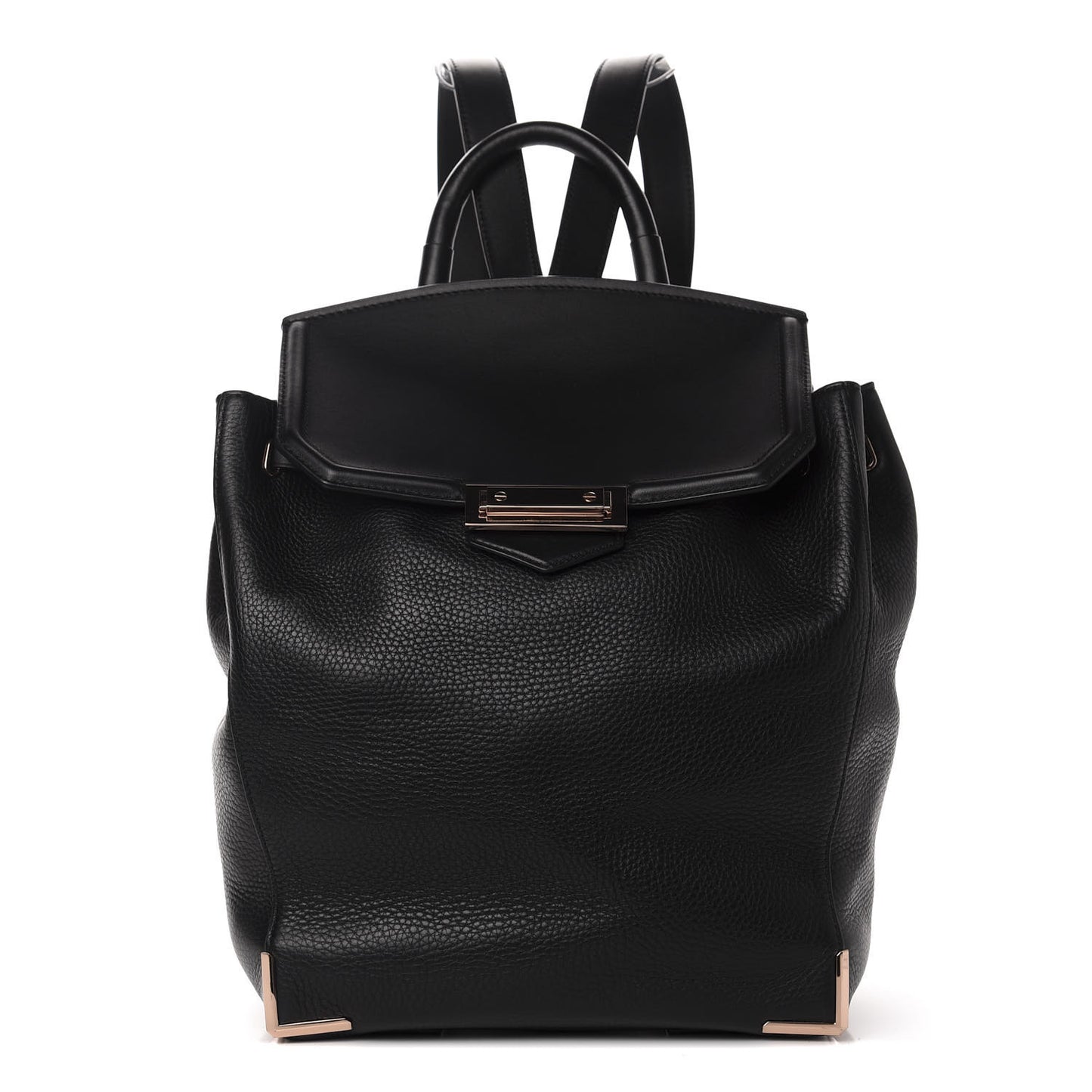 Pebbled Calfskin Prisma Skeletal Backpack Black Rose Gold Hardware