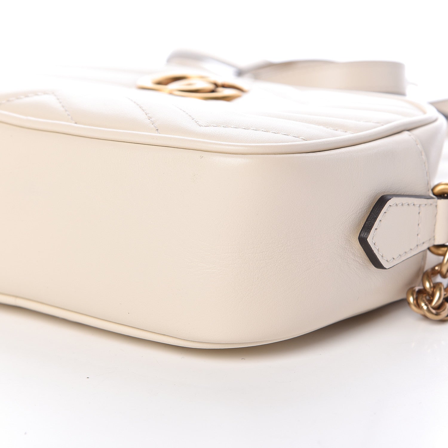 Gucci Calfskin Matelasse Mini GG Marmont Chain Shoulder Bag White 10 of 10