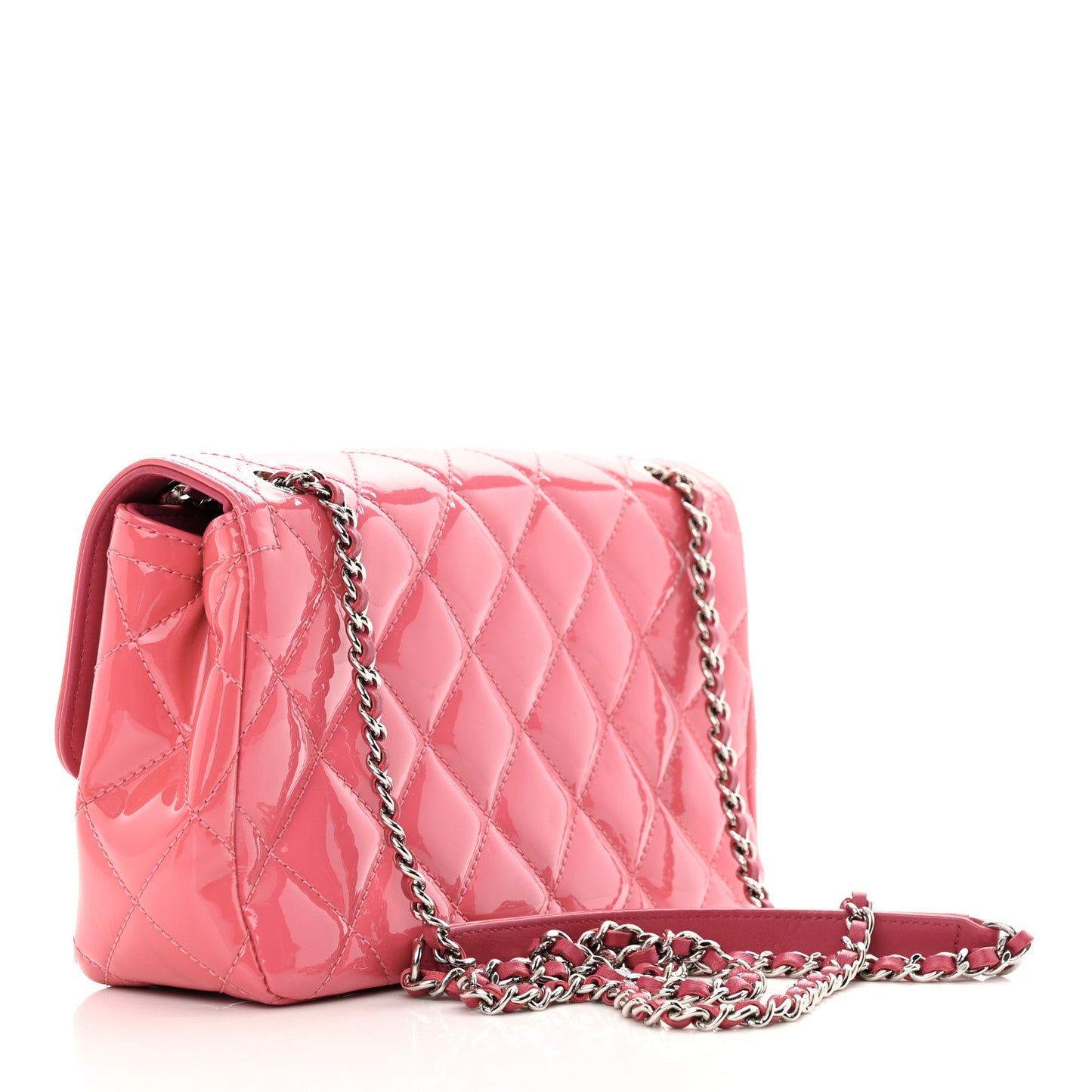 Patent Quilted Small Coco Shine Flap Pink