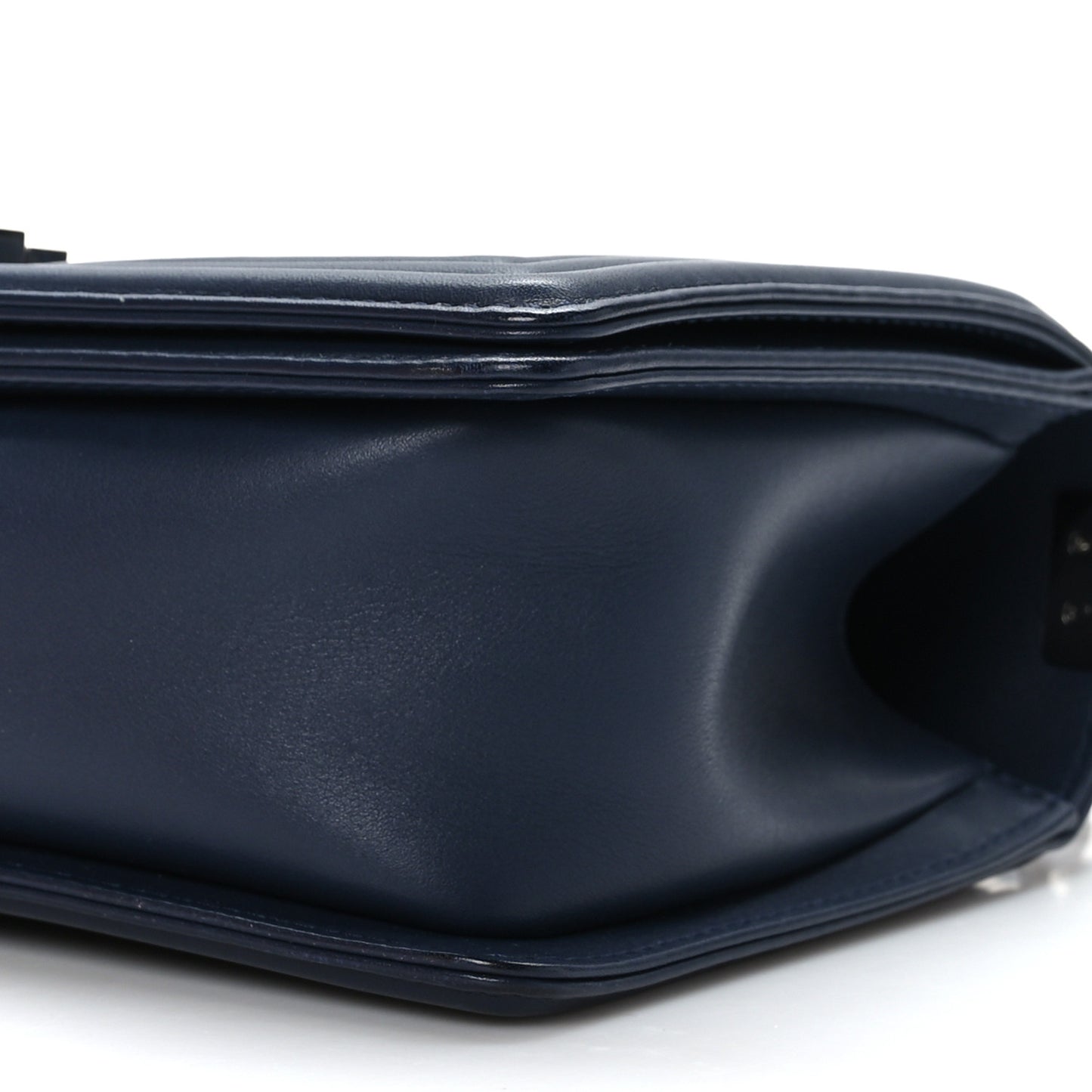 Lambskin Chevron Medium Boy Flap Dark Navy Blue