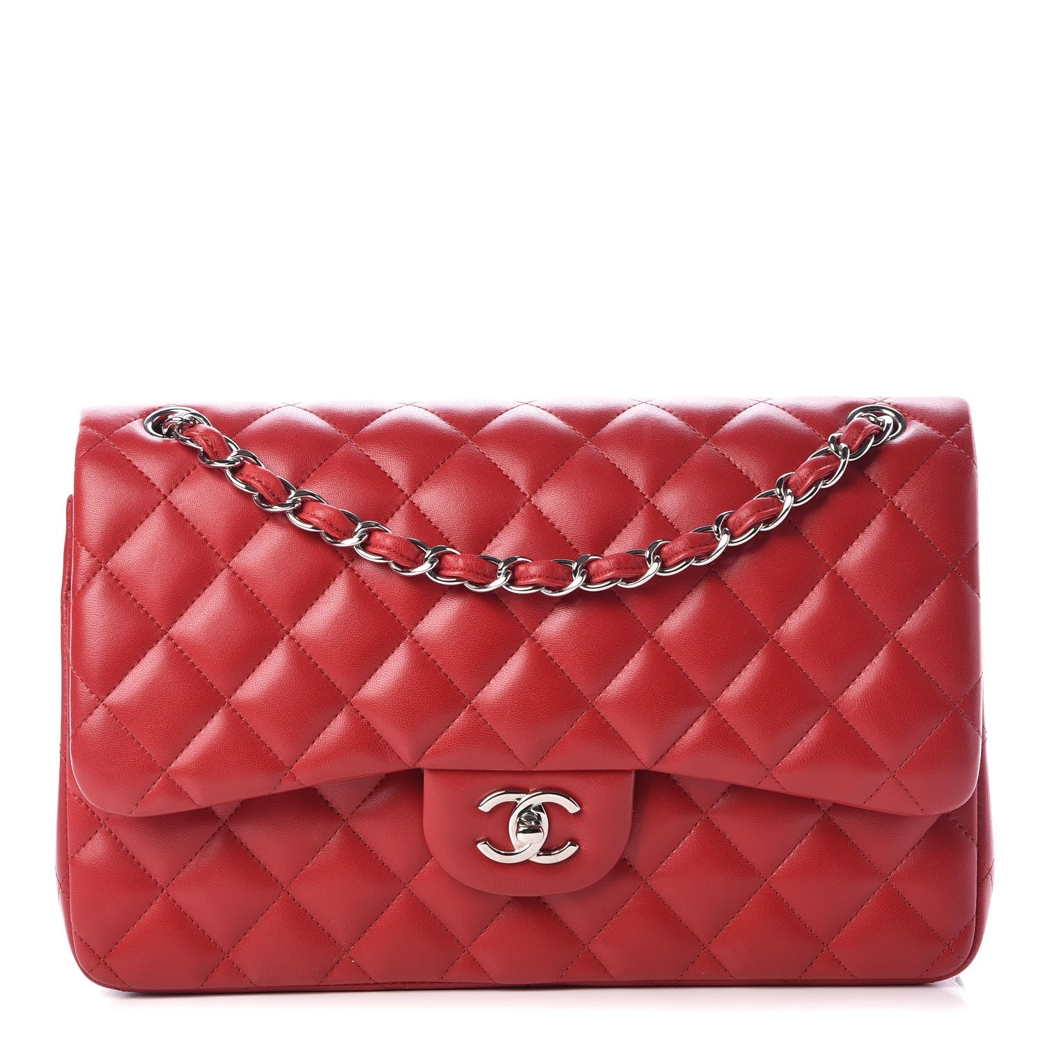 Chanel Lambskin Quilted Jumbo Double Flap Red 1 of 7