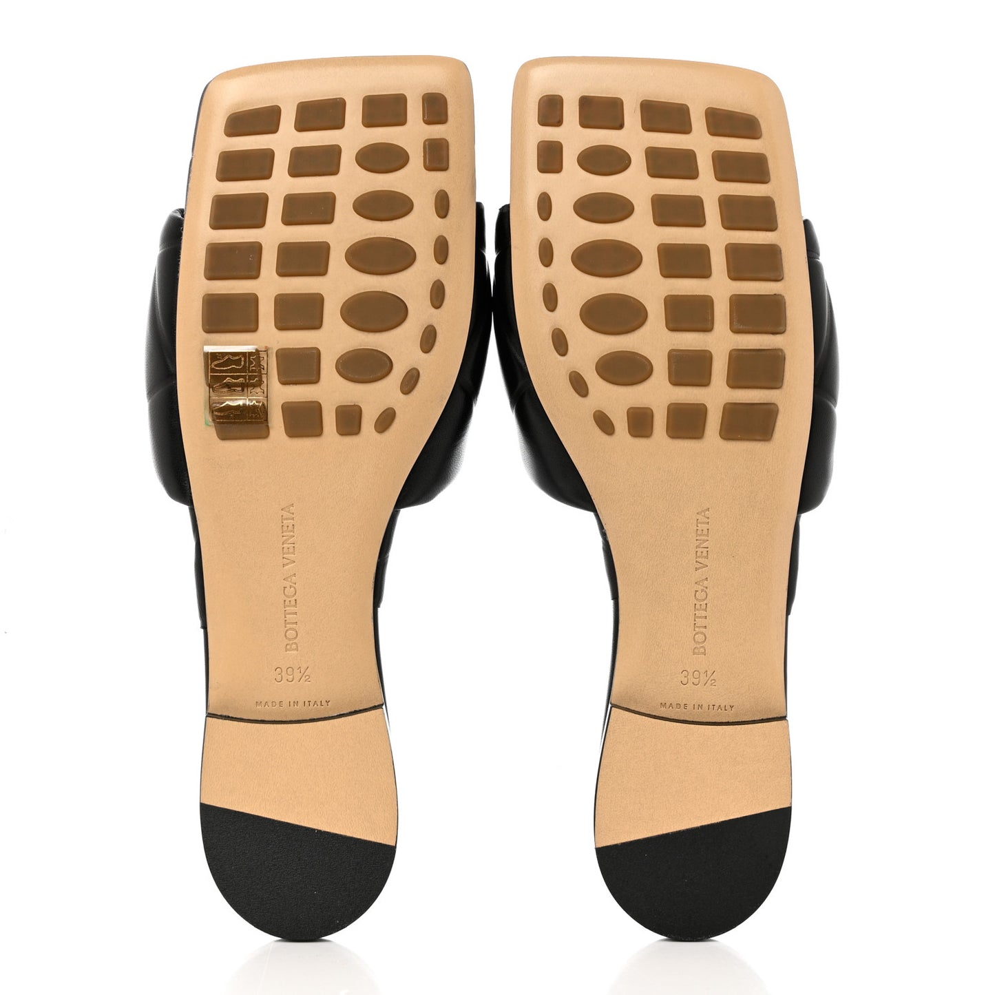 Nappa Quilted Rubber Lido Flat Sandals 39.5 Black